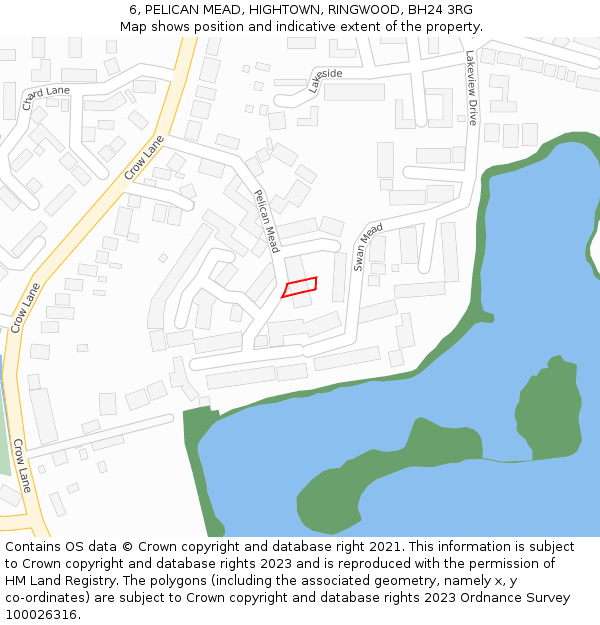 6, PELICAN MEAD, HIGHTOWN, RINGWOOD, BH24 3RG: Location map and indicative extent of plot