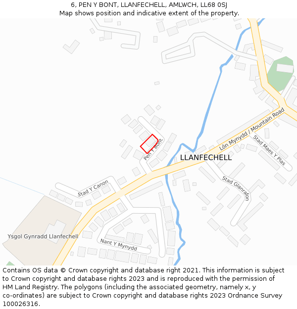 6, PEN Y BONT, LLANFECHELL, AMLWCH, LL68 0SJ: Location map and indicative extent of plot