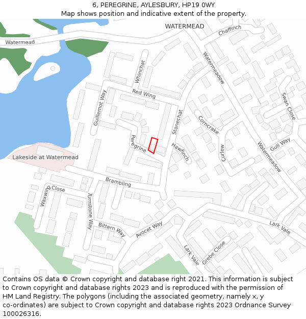 6, PEREGRINE, AYLESBURY, HP19 0WY: Location map and indicative extent of plot