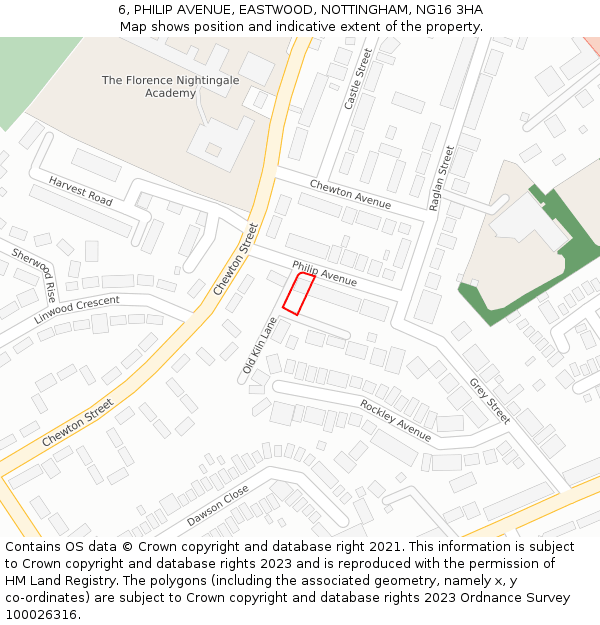 6, PHILIP AVENUE, EASTWOOD, NOTTINGHAM, NG16 3HA: Location map and indicative extent of plot
