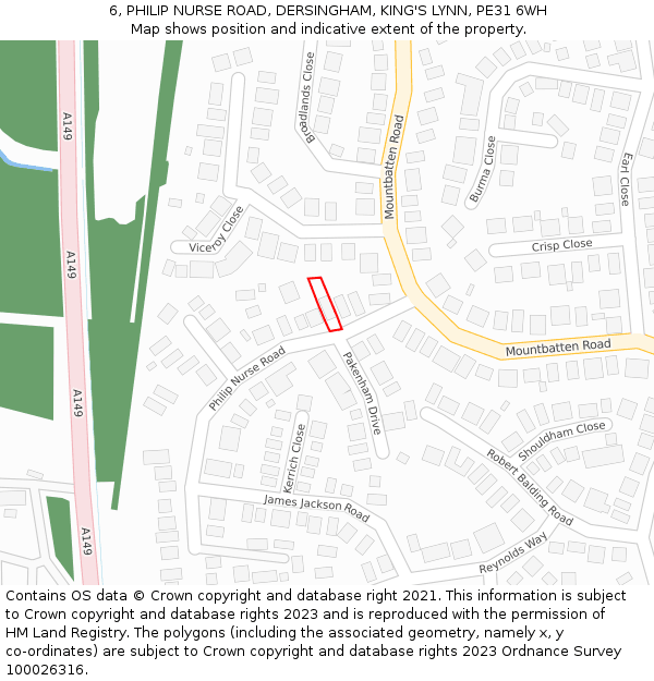 6, PHILIP NURSE ROAD, DERSINGHAM, KING'S LYNN, PE31 6WH: Location map and indicative extent of plot