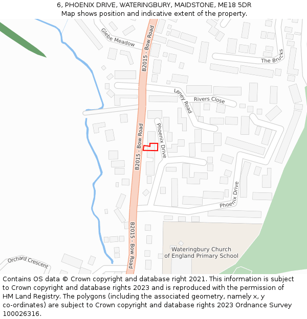 6, PHOENIX DRIVE, WATERINGBURY, MAIDSTONE, ME18 5DR: Location map and indicative extent of plot