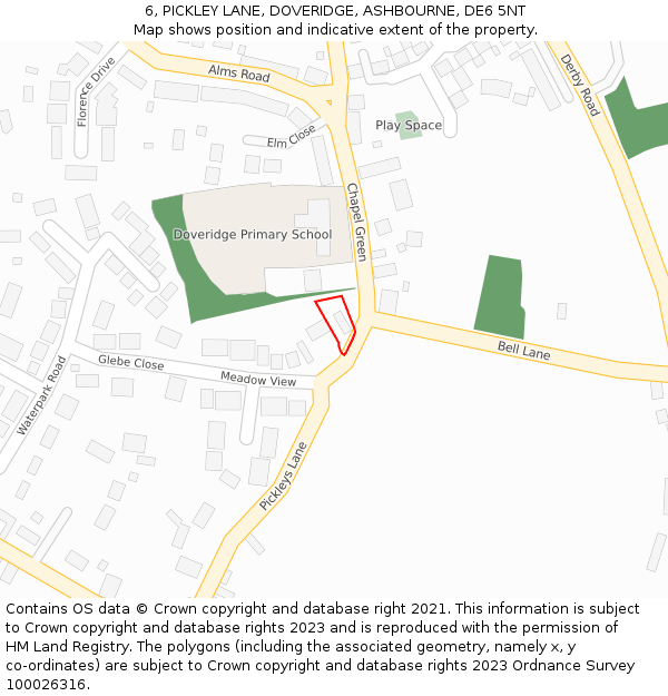 6, PICKLEY LANE, DOVERIDGE, ASHBOURNE, DE6 5NT: Location map and indicative extent of plot
