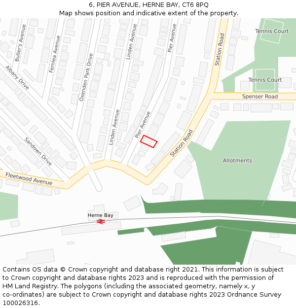 6, PIER AVENUE, HERNE BAY, CT6 8PQ: Location map and indicative extent of plot