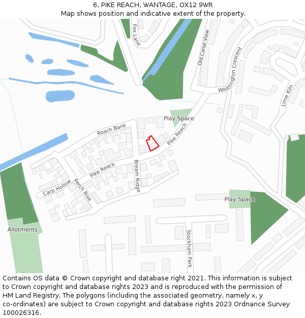 6, PIKE REACH, WANTAGE, OX12 9WR: Location map and indicative extent of plot