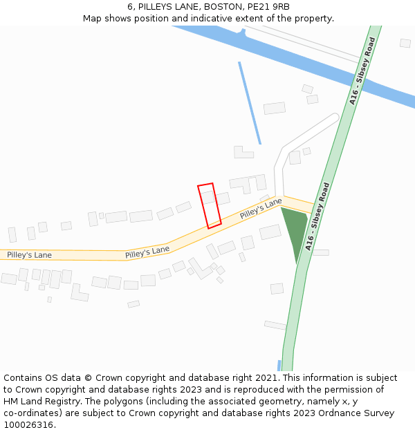 6, PILLEYS LANE, BOSTON, PE21 9RB: Location map and indicative extent of plot