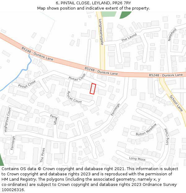 6, PINTAIL CLOSE, LEYLAND, PR26 7RY: Location map and indicative extent of plot