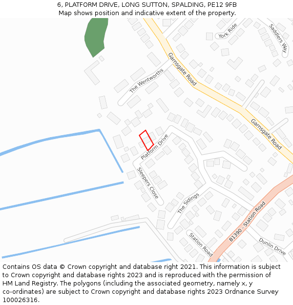 6, PLATFORM DRIVE, LONG SUTTON, SPALDING, PE12 9FB: Location map and indicative extent of plot