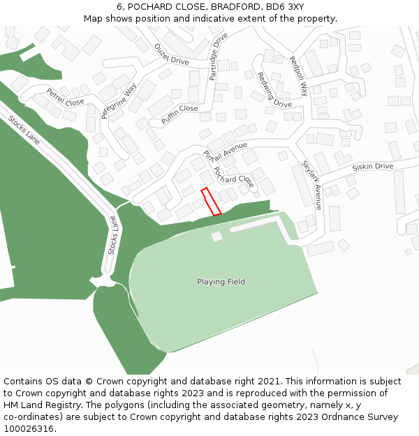 6, POCHARD CLOSE, BRADFORD, BD6 3XY: Location map and indicative extent of plot