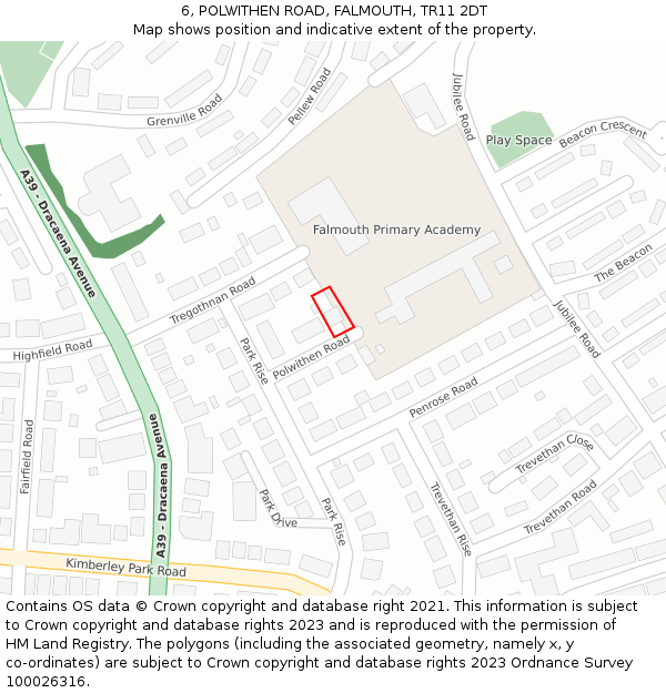 6, POLWITHEN ROAD, FALMOUTH, TR11 2DT: Location map and indicative extent of plot
