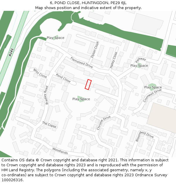 6, POND CLOSE, HUNTINGDON, PE29 6JL: Location map and indicative extent of plot