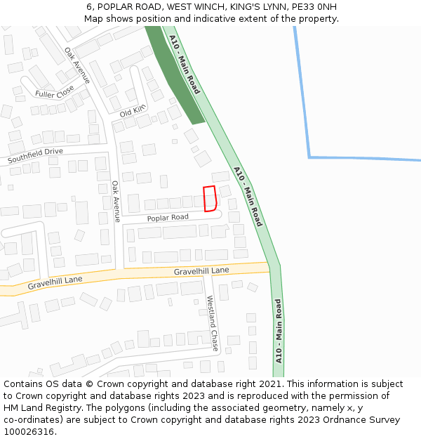 6, POPLAR ROAD, WEST WINCH, KING'S LYNN, PE33 0NH: Location map and indicative extent of plot