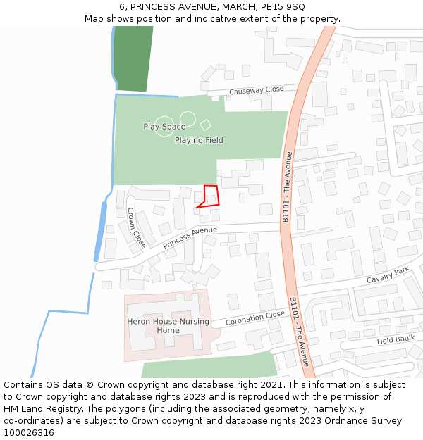 6, PRINCESS AVENUE, MARCH, PE15 9SQ: Location map and indicative extent of plot