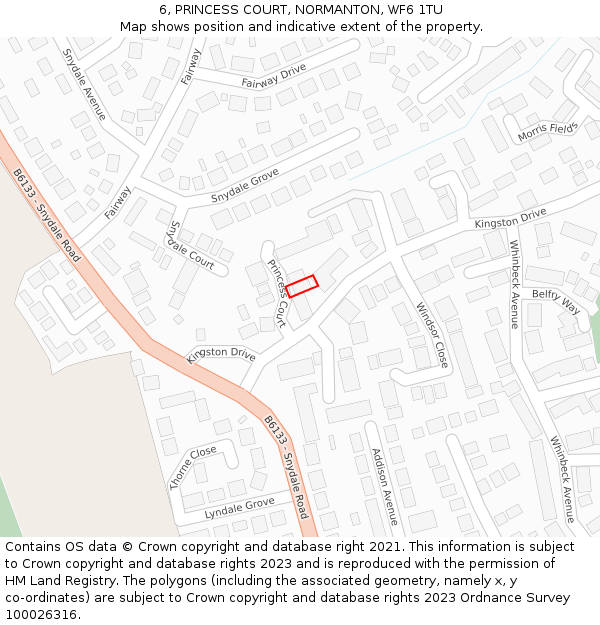 6, PRINCESS COURT, NORMANTON, WF6 1TU: Location map and indicative extent of plot