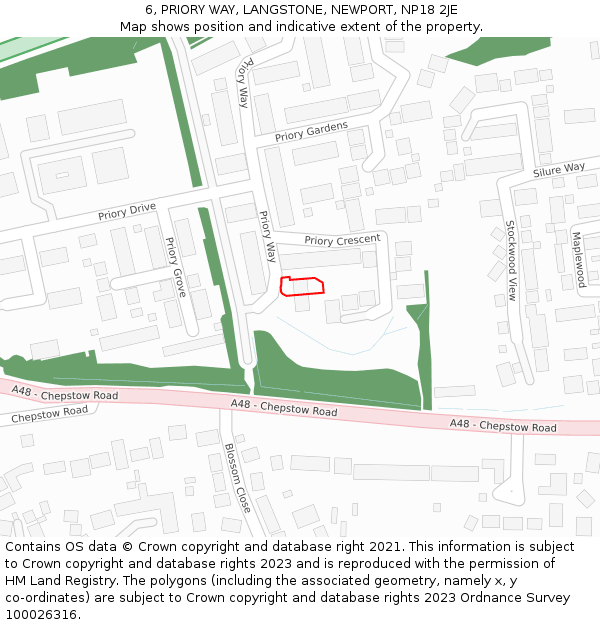 6, PRIORY WAY, LANGSTONE, NEWPORT, NP18 2JE: Location map and indicative extent of plot