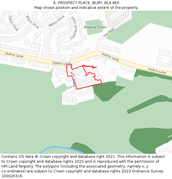6, PROSPECT PLACE, BURY, BL9 8EX: Location map and indicative extent of plot