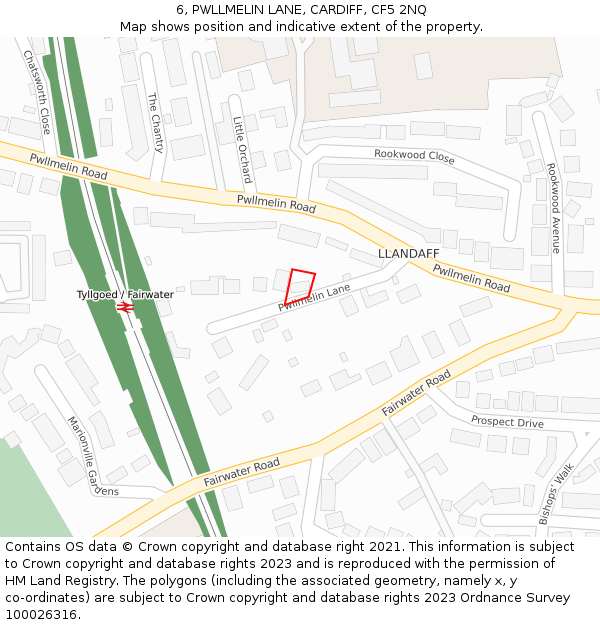 6, PWLLMELIN LANE, CARDIFF, CF5 2NQ: Location map and indicative extent of plot