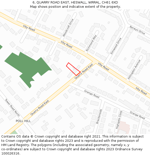 6, QUARRY ROAD EAST, HESWALL, WIRRAL, CH61 6XD: Location map and indicative extent of plot
