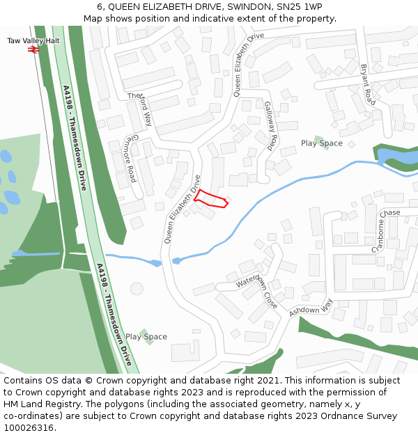 6, QUEEN ELIZABETH DRIVE, SWINDON, SN25 1WP: Location map and indicative extent of plot
