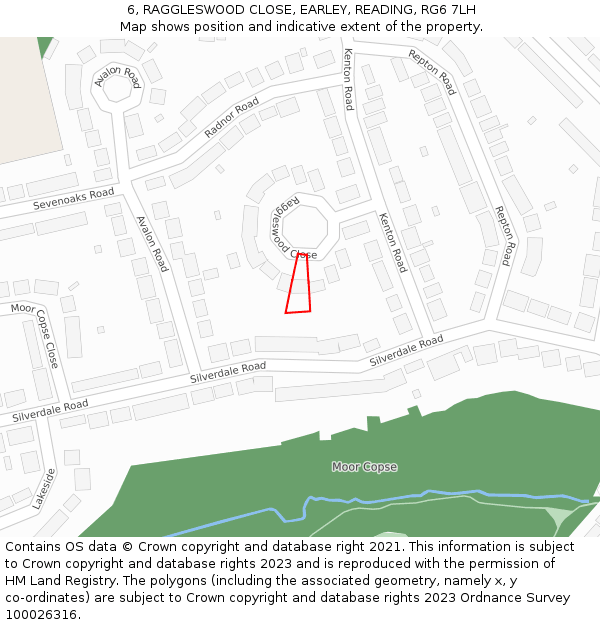 6, RAGGLESWOOD CLOSE, EARLEY, READING, RG6 7LH: Location map and indicative extent of plot