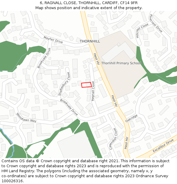 6, RAGNALL CLOSE, THORNHILL, CARDIFF, CF14 9FR: Location map and indicative extent of plot