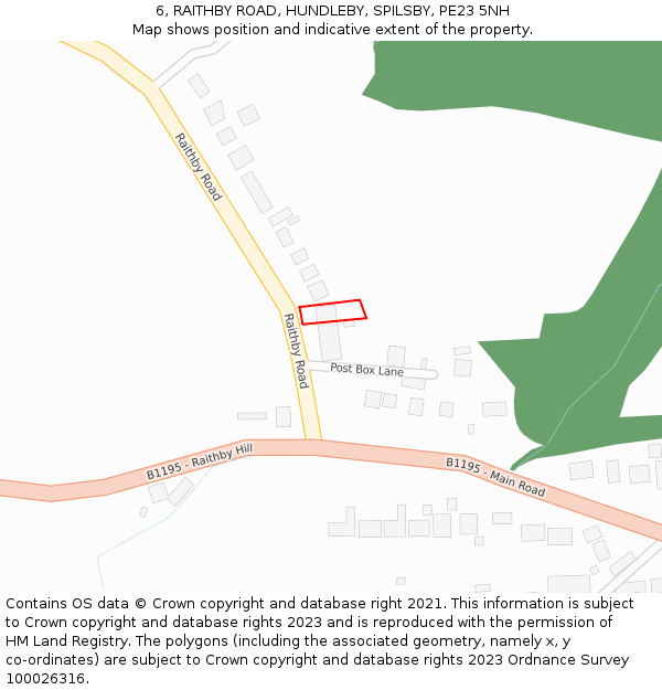 6, RAITHBY ROAD, HUNDLEBY, SPILSBY, PE23 5NH: Location map and indicative extent of plot