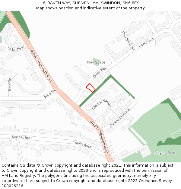6, RAVEN WAY, SHRIVENHAM, SWINDON, SN6 8FX: Location map and indicative extent of plot
