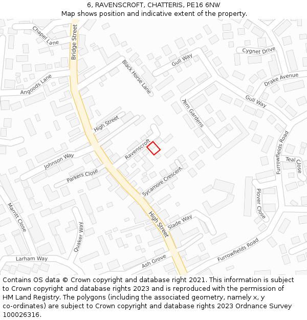 6, RAVENSCROFT, CHATTERIS, PE16 6NW: Location map and indicative extent of plot