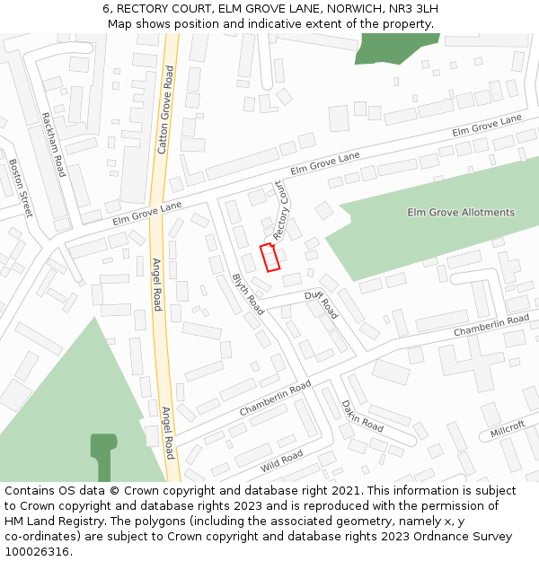 6, RECTORY COURT, ELM GROVE LANE, NORWICH, NR3 3LH: Location map and indicative extent of plot
