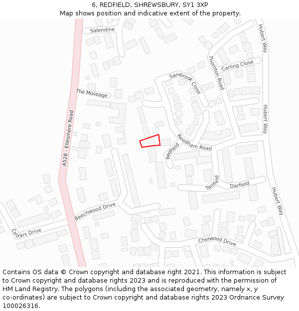 6, REDFIELD, SHREWSBURY, SY1 3XP: Location map and indicative extent of plot