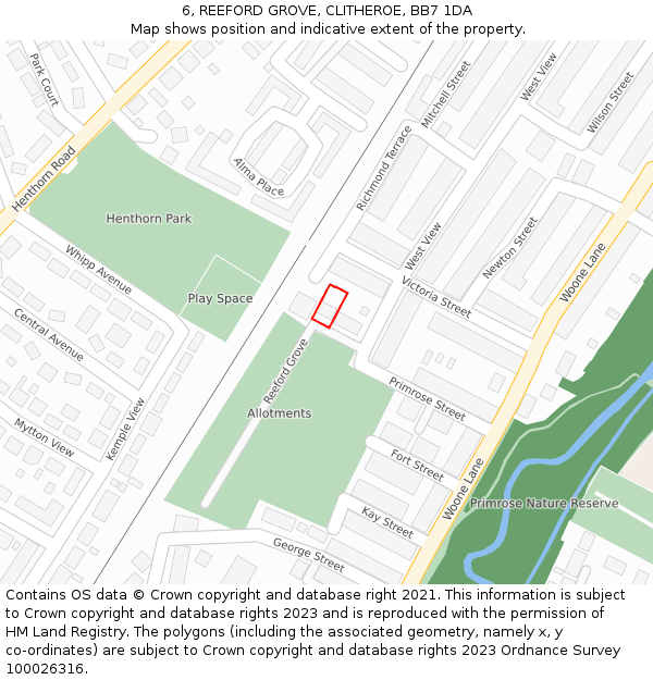 6, REEFORD GROVE, CLITHEROE, BB7 1DA: Location map and indicative extent of plot