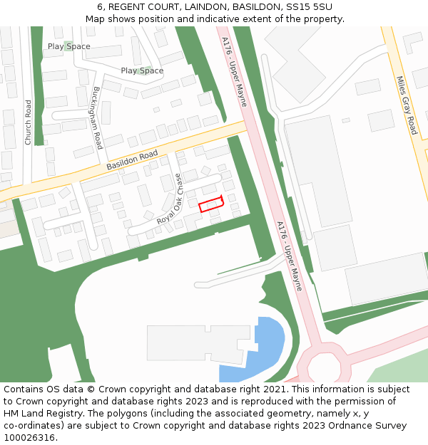 6, REGENT COURT, LAINDON, BASILDON, SS15 5SU: Location map and indicative extent of plot