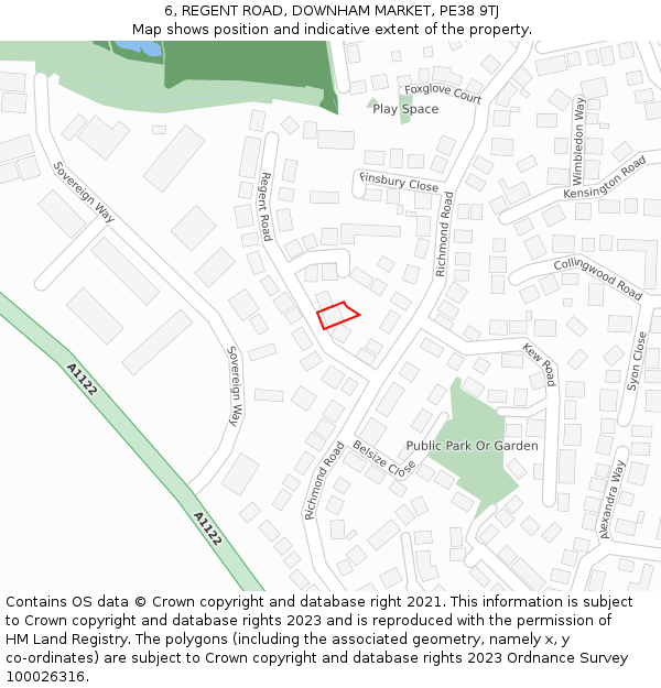 6, REGENT ROAD, DOWNHAM MARKET, PE38 9TJ: Location map and indicative extent of plot