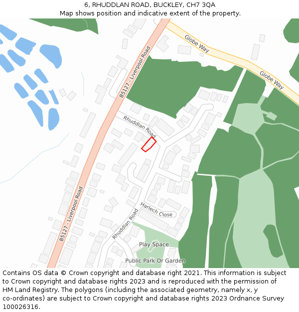 6, RHUDDLAN ROAD, BUCKLEY, CH7 3QA: Location map and indicative extent of plot
