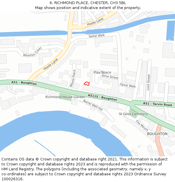 6, RICHMOND PLACE, CHESTER, CH3 5BL: Location map and indicative extent of plot
