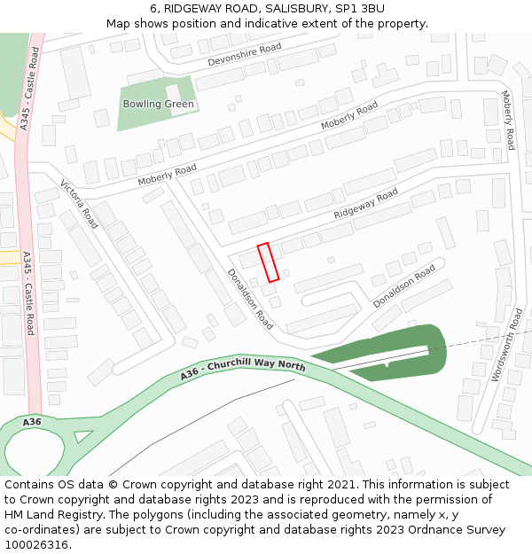 6, RIDGEWAY ROAD, SALISBURY, SP1 3BU: Location map and indicative extent of plot
