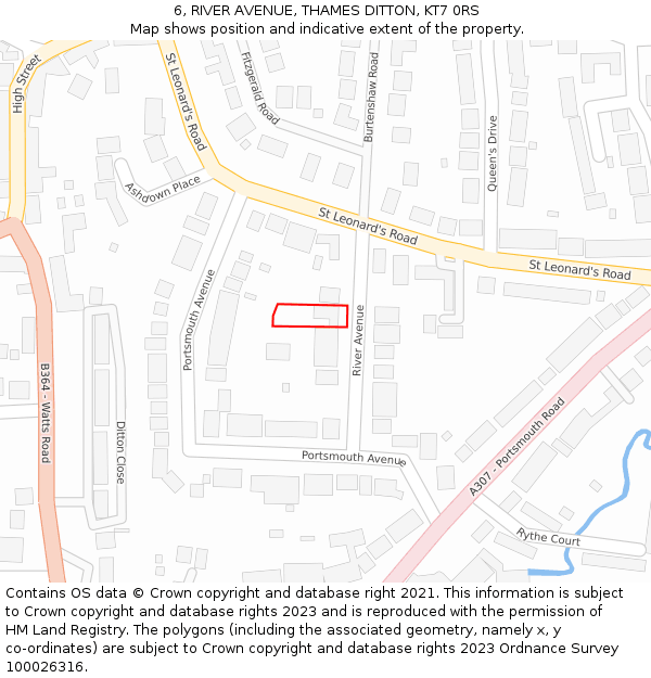 6, RIVER AVENUE, THAMES DITTON, KT7 0RS: Location map and indicative extent of plot