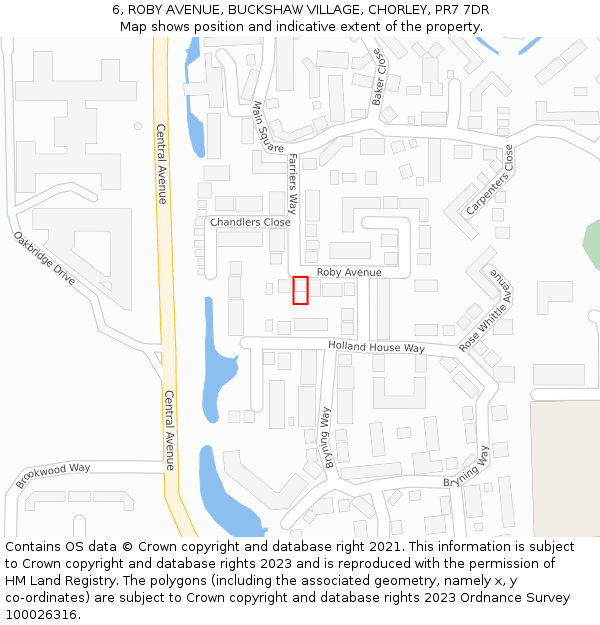6, ROBY AVENUE, BUCKSHAW VILLAGE, CHORLEY, PR7 7DR: Location map and indicative extent of plot
