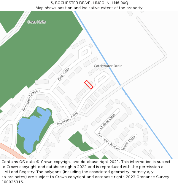 6, ROCHESTER DRIVE, LINCOLN, LN6 0XQ: Location map and indicative extent of plot