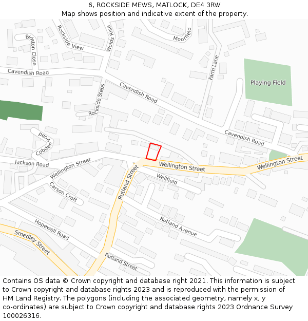 6, ROCKSIDE MEWS, MATLOCK, DE4 3RW: Location map and indicative extent of plot