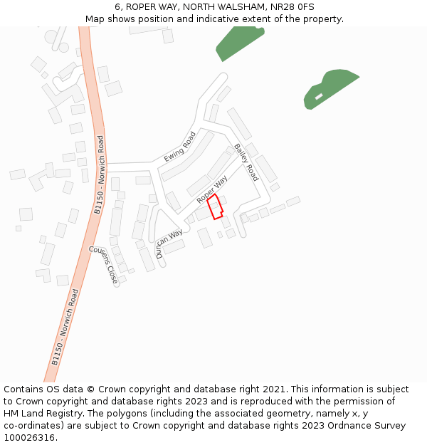 6, ROPER WAY, NORTH WALSHAM, NR28 0FS: Location map and indicative extent of plot