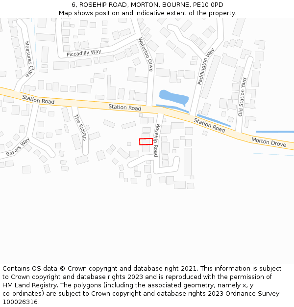 6, ROSEHIP ROAD, MORTON, BOURNE, PE10 0PD: Location map and indicative extent of plot
