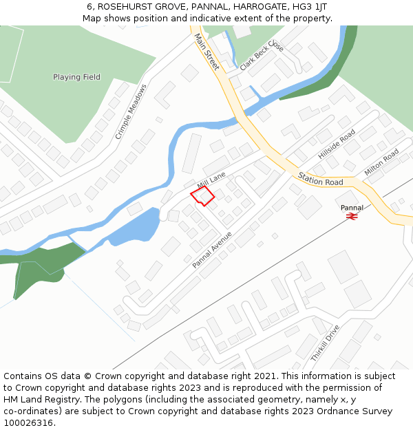 6, ROSEHURST GROVE, PANNAL, HARROGATE, HG3 1JT: Location map and indicative extent of plot