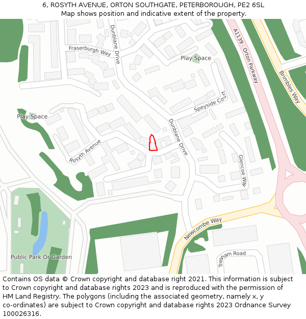 6, ROSYTH AVENUE, ORTON SOUTHGATE, PETERBOROUGH, PE2 6SL: Location map and indicative extent of plot