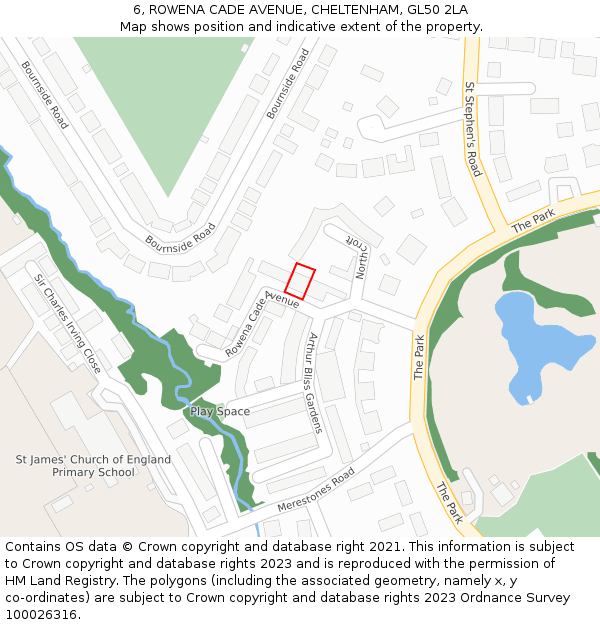 6, ROWENA CADE AVENUE, CHELTENHAM, GL50 2LA: Location map and indicative extent of plot