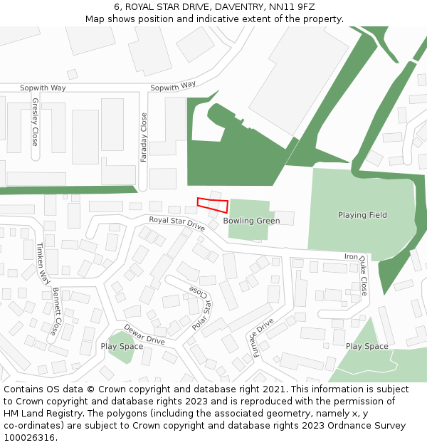 6, ROYAL STAR DRIVE, DAVENTRY, NN11 9FZ: Location map and indicative extent of plot