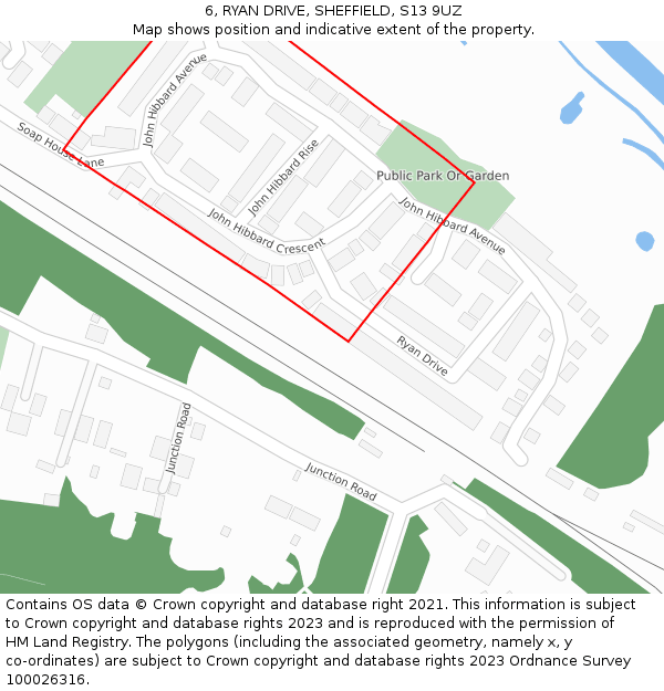 6, RYAN DRIVE, SHEFFIELD, S13 9UZ: Location map and indicative extent of plot