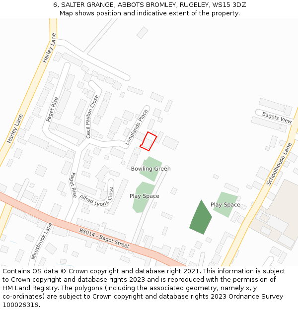 6, SALTER GRANGE, ABBOTS BROMLEY, RUGELEY, WS15 3DZ: Location map and indicative extent of plot