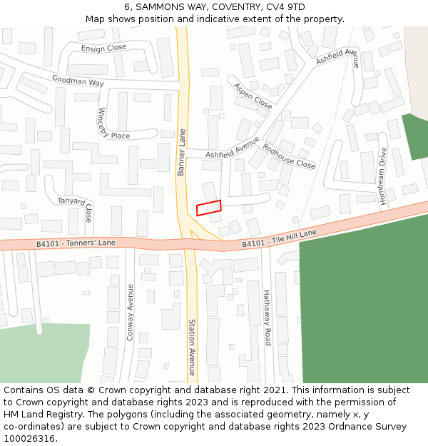 6, SAMMONS WAY, COVENTRY, CV4 9TD: Location map and indicative extent of plot
