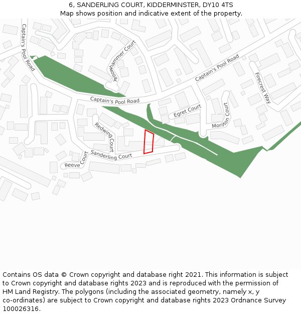 6, SANDERLING COURT, KIDDERMINSTER, DY10 4TS: Location map and indicative extent of plot